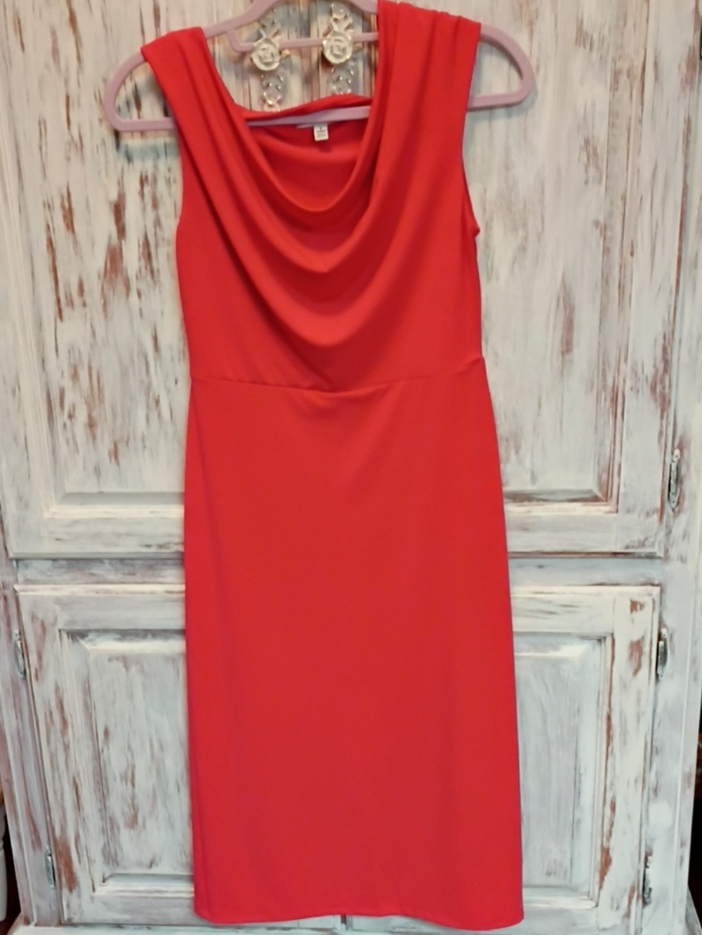 Old Navy Coral Sleeveless Cowl Neck Sheath Dress